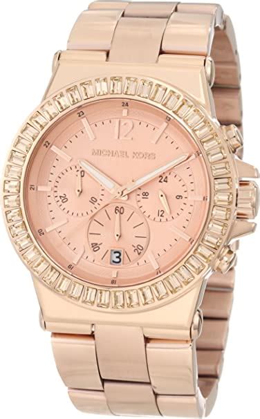 michael kors chronograph rose gold stainless steel ladies watch mk5412|Michael Kors rose gold baguette.